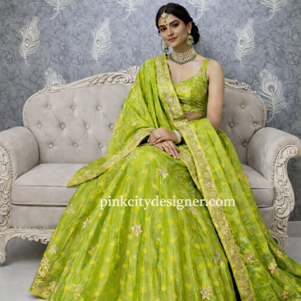 Embroidered Bridal Lehenga with Heavy Border Dupatta