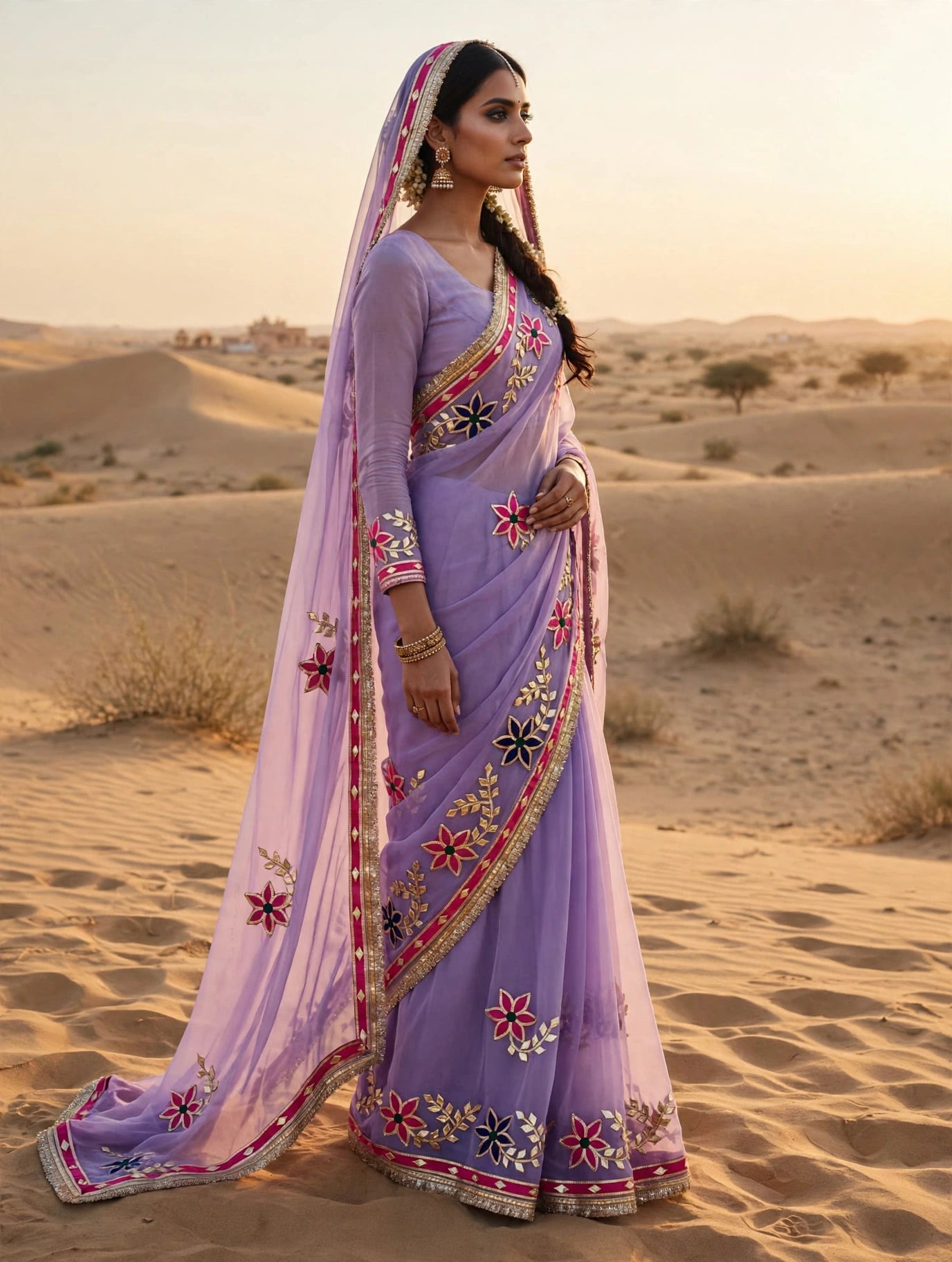 Pcd New Classic Georgette Saree Featuring Handcrafted Kacha Gota Patti Jal Work 1