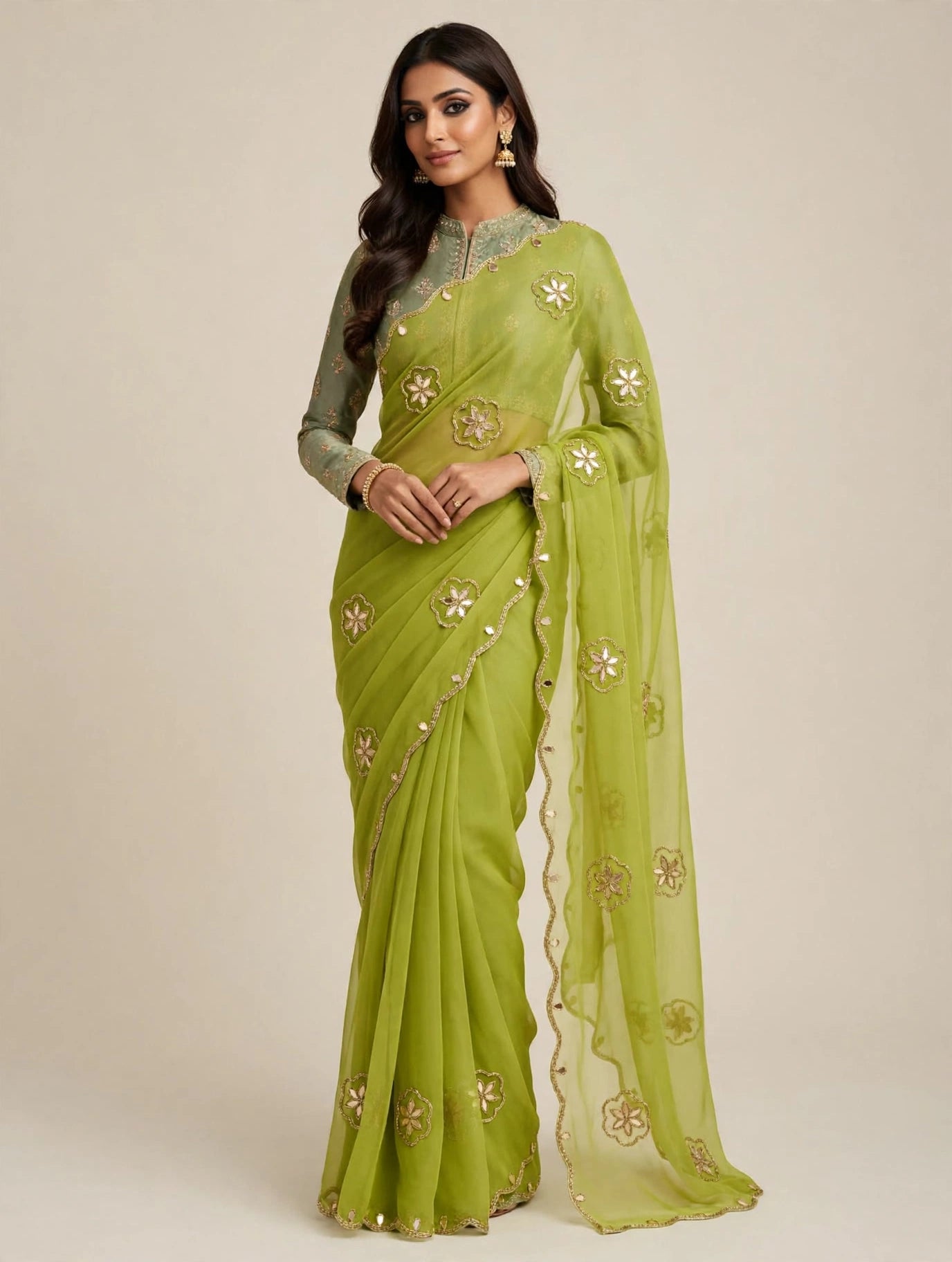 PCD New Premium Georgette Festive Saree with Traditional Kutdana Work vj