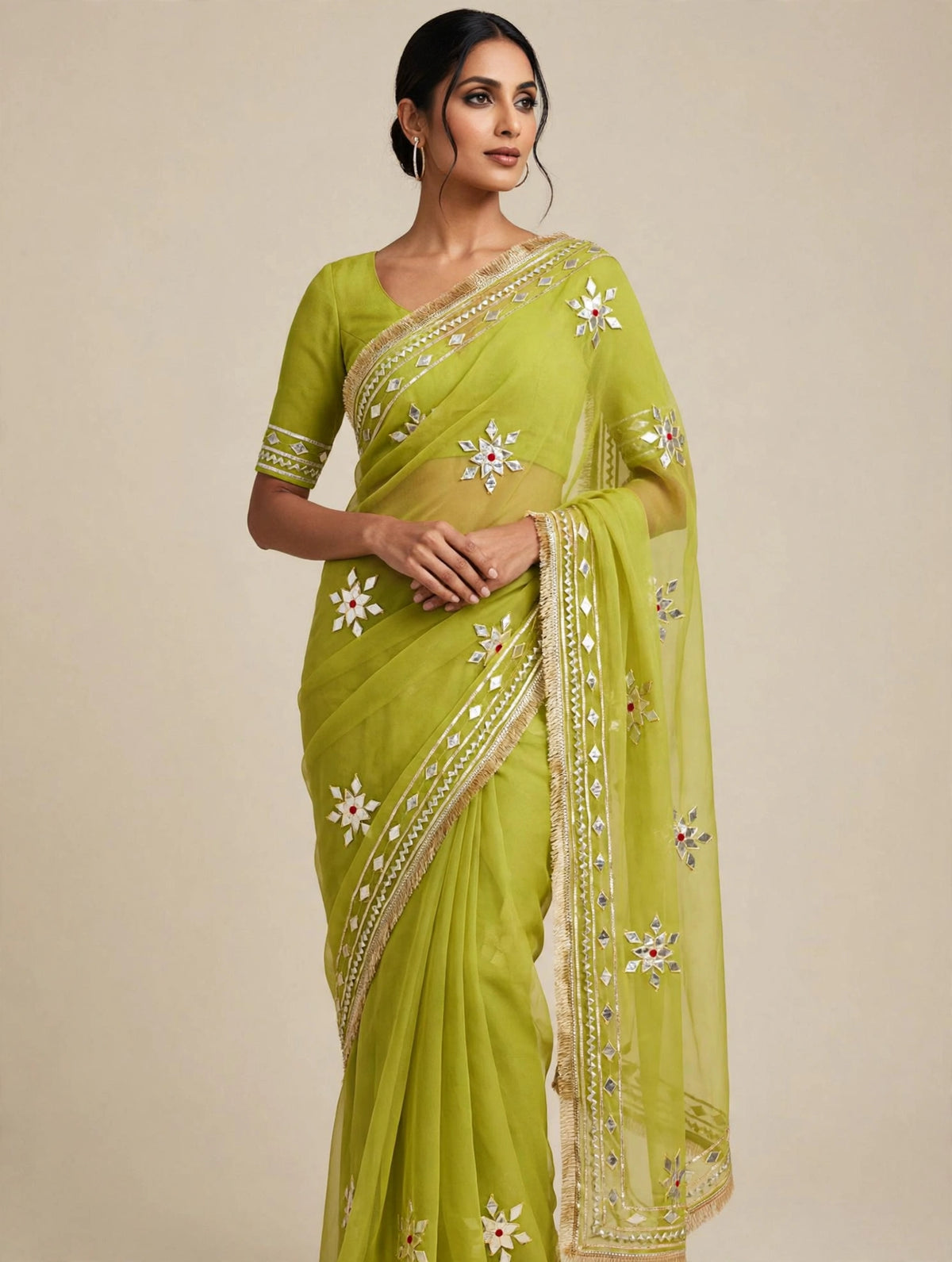 New Premium Pure Georgette Festive Saree with Traditional Gota Patti Work BY PCD