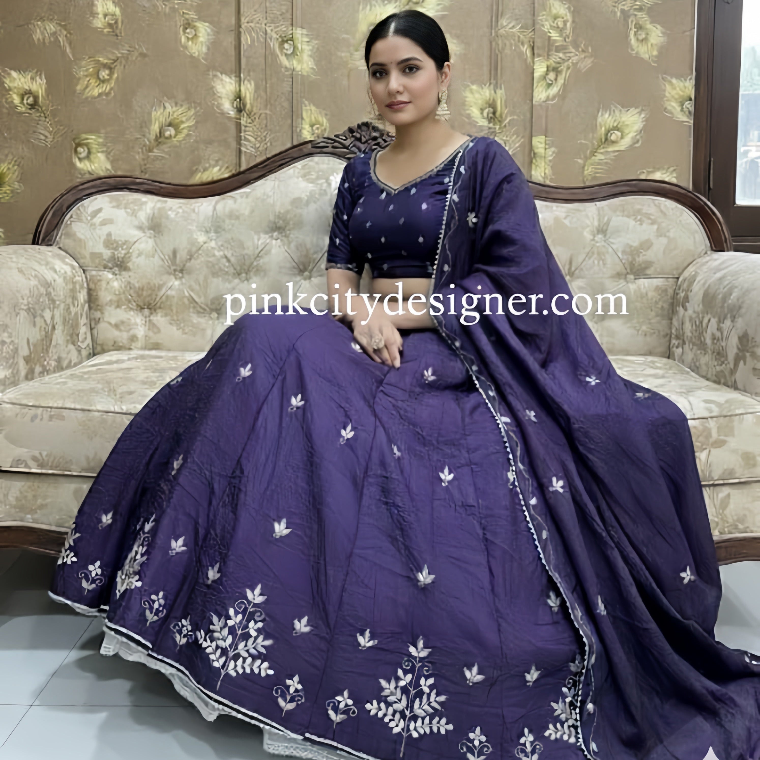 Pinkcitydesginer Gold crush lehenga Purple