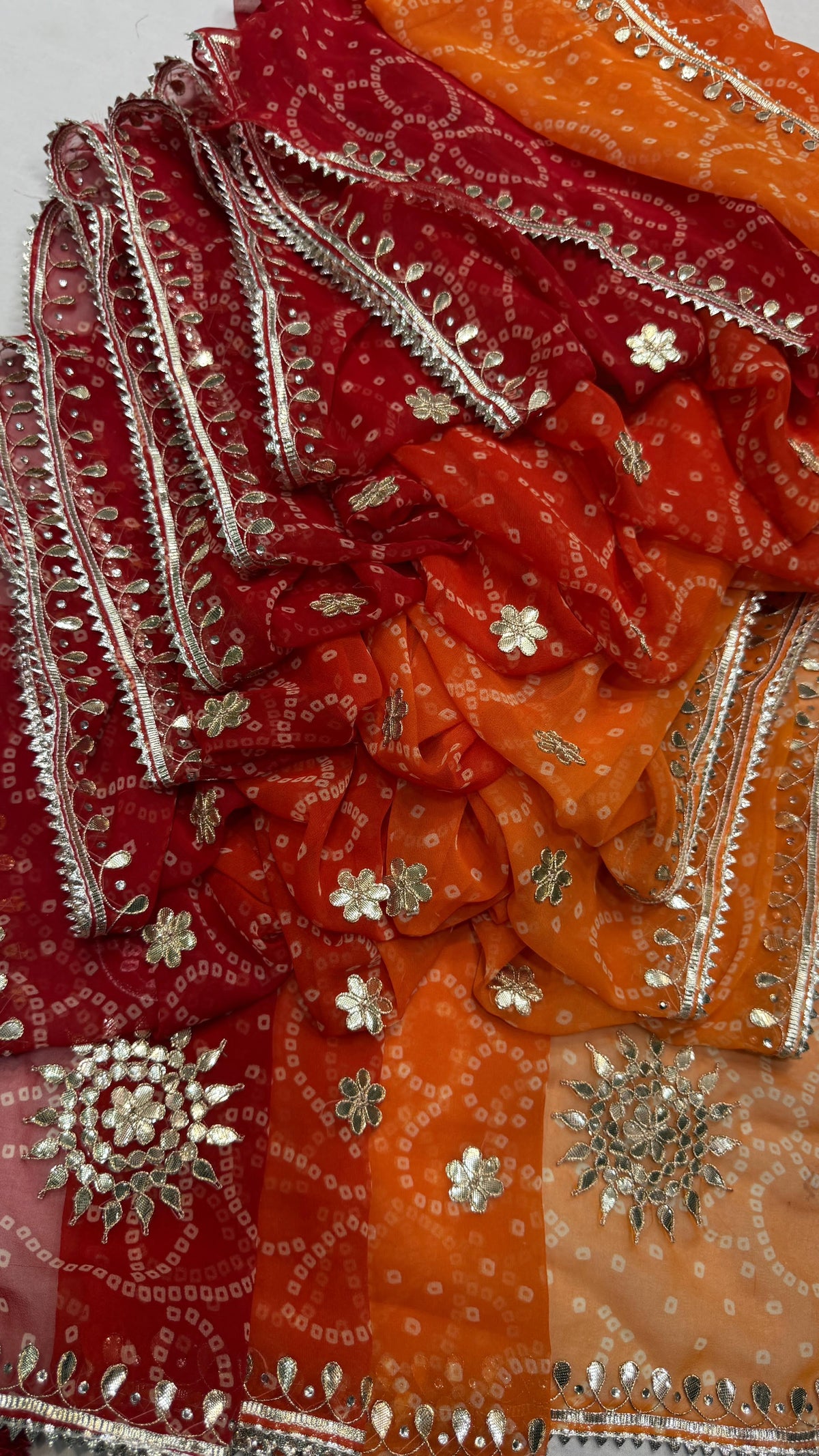 PCD Premium Georgette Multi Color Bandhani Saree with Heavy Gota Patti Work