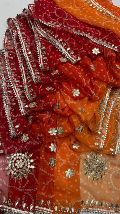 PCD Premium Georgette Multi Color Bandhani Saree with Heavy Gota Patti Work