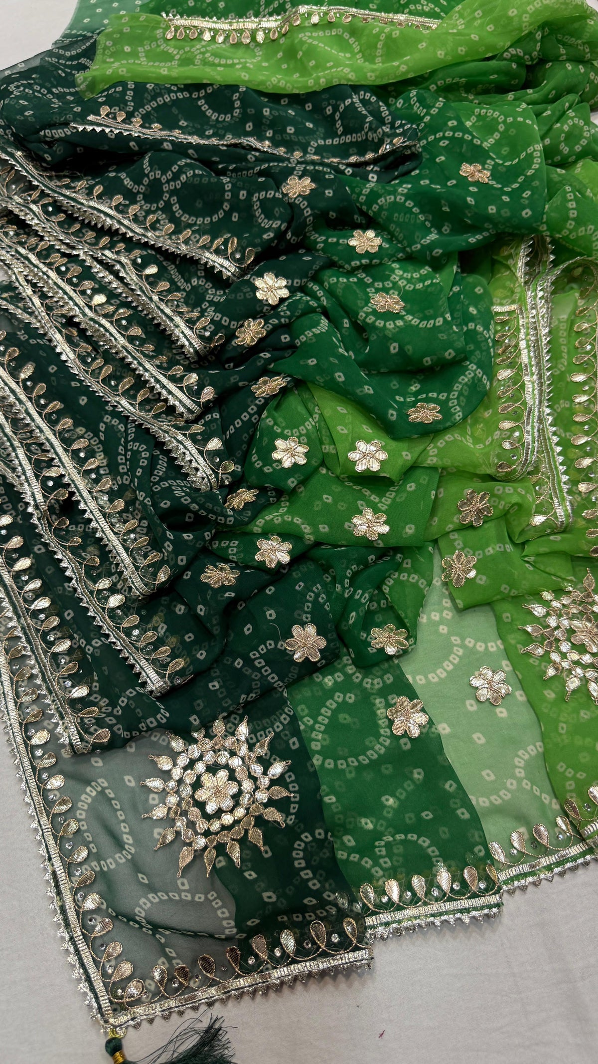 PCD Premium Georgette Multi Color Bandhani Saree with Heavy Gota Patti Work